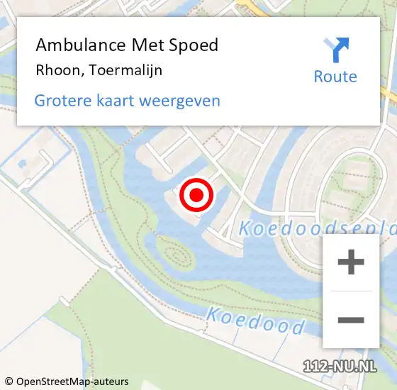 Locatie op kaart van de 112 melding: Ambulance Met Spoed Naar Rhoon, Toermalijn op 21 mei 2021 17:59