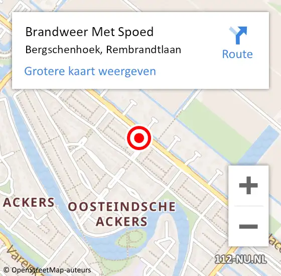 Locatie op kaart van de 112 melding: Brandweer Met Spoed Naar Bergschenhoek, Rembrandtlaan op 21 mei 2021 18:02