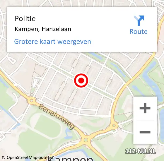 Locatie op kaart van de 112 melding: Politie Kampen, Hanzelaan op 21 mei 2021 18:08