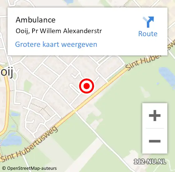Locatie op kaart van de 112 melding: Ambulance Ooij, Pr Willem Alexanderstr op 21 mei 2021 18:32
