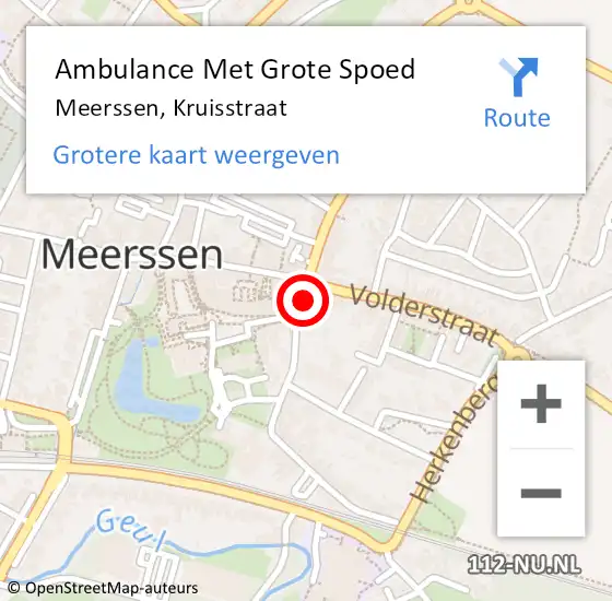 Locatie op kaart van de 112 melding: Ambulance Met Grote Spoed Naar Meerssen, Kruisstraat op 11 juni 2014 06:10