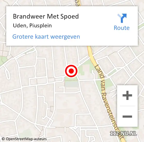 Locatie op kaart van de 112 melding: Brandweer Met Spoed Naar Uden, Piusplein op 21 mei 2021 19:13