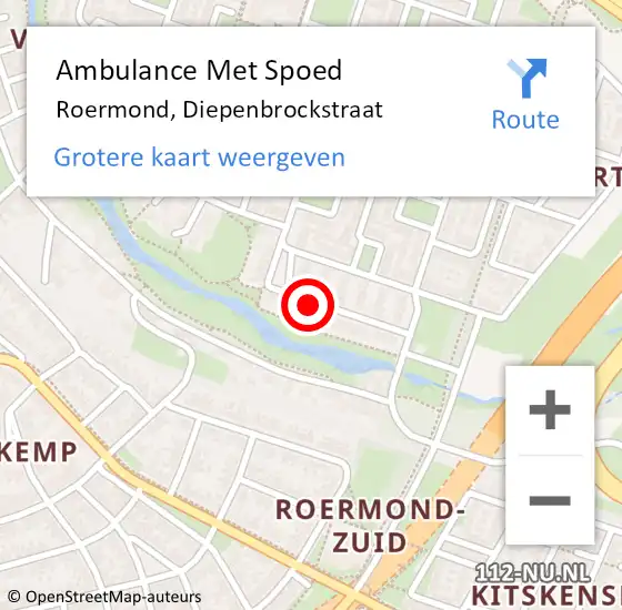 Locatie op kaart van de 112 melding: Ambulance Met Spoed Naar Roermond, Diepenbrockstraat op 21 mei 2021 19:22