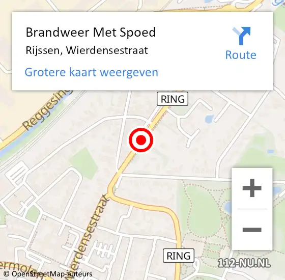 Locatie op kaart van de 112 melding: Brandweer Met Spoed Naar Rijssen, Wierdensestraat op 21 mei 2021 19:26