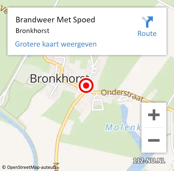 Locatie op kaart van de 112 melding: Brandweer Met Spoed Naar Bronkhorst op 21 mei 2021 19:27