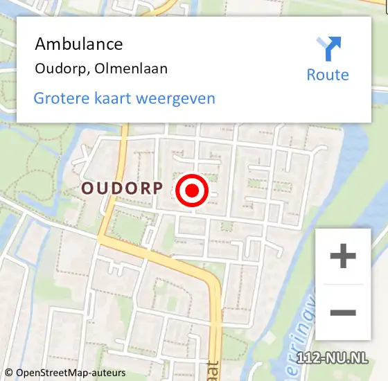 Locatie op kaart van de 112 melding: Ambulance Oudorp, Olmenlaan op 21 mei 2021 19:31