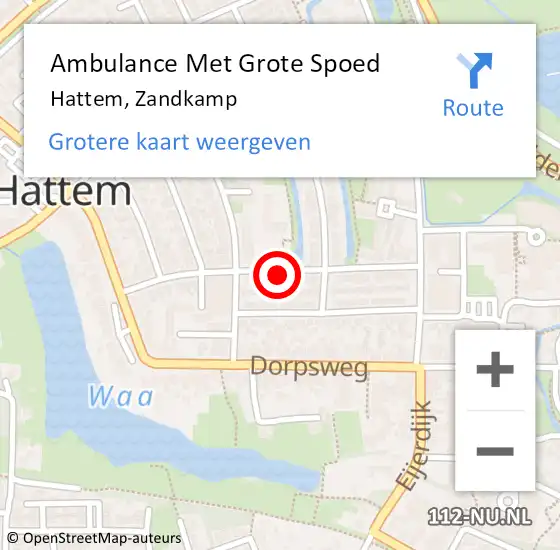 Locatie op kaart van de 112 melding: Ambulance Met Grote Spoed Naar Hattem, Zandkamp op 21 mei 2021 19:34