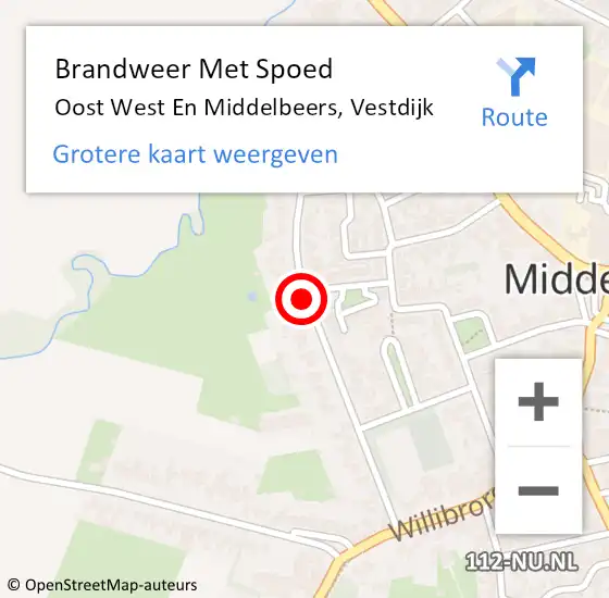 Locatie op kaart van de 112 melding: Brandweer Met Spoed Naar Oost West En Middelbeers, Vestdijk op 21 mei 2021 19:57