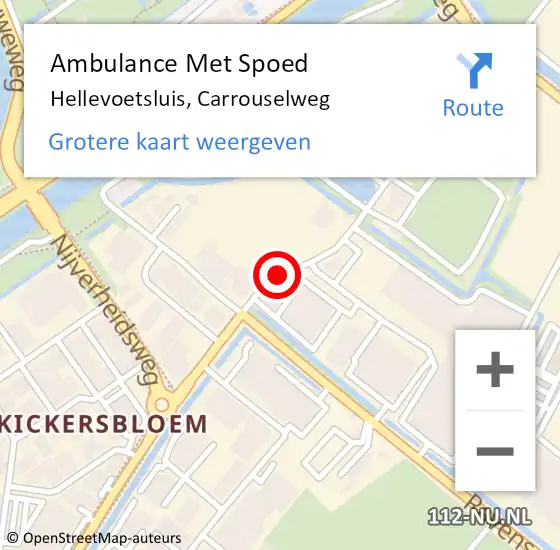 Locatie op kaart van de 112 melding: Ambulance Met Spoed Naar Hellevoetsluis, Carrouselweg op 21 mei 2021 20:29