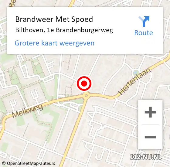 Locatie op kaart van de 112 melding: Brandweer Met Spoed Naar Bilthoven, 1e Brandenburgerweg op 21 mei 2021 21:30