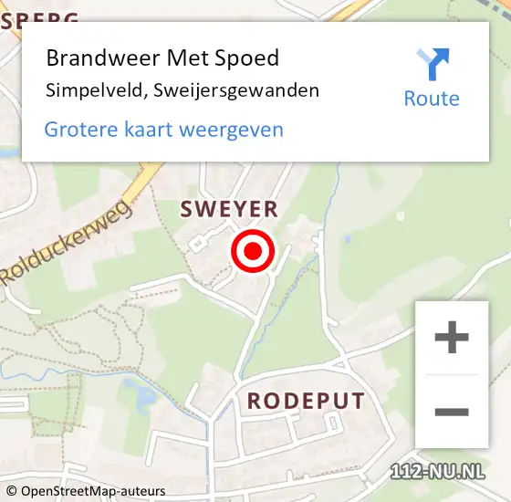 Locatie op kaart van de 112 melding: Brandweer Met Spoed Naar Simpelveld, Sweijersgewanden op 21 mei 2021 22:38