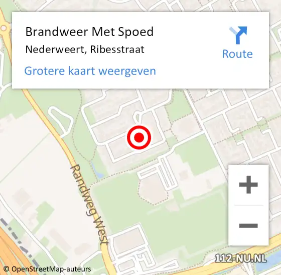 Locatie op kaart van de 112 melding: Brandweer Met Spoed Naar Nederweert, Ribesstraat op 21 mei 2021 23:26