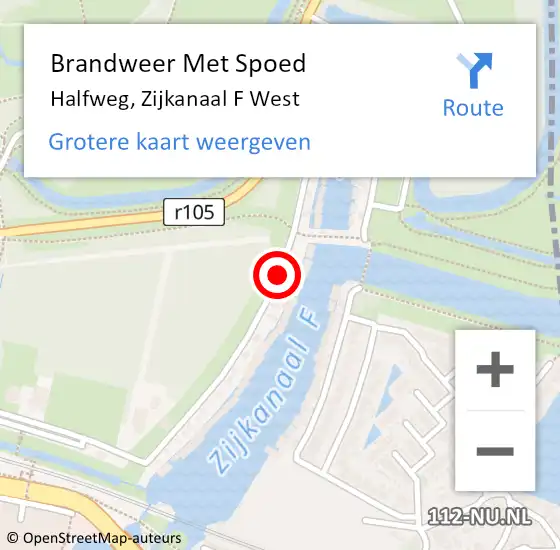 Locatie op kaart van de 112 melding: Brandweer Met Spoed Naar Halfweg, Zijkanaal F West op 21 mei 2021 23:28