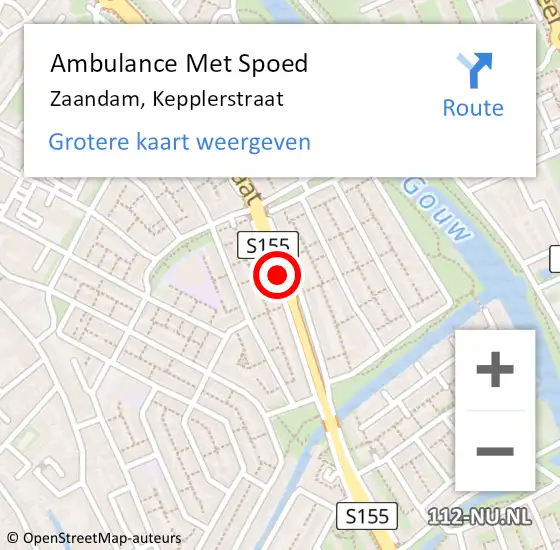 Locatie op kaart van de 112 melding: Ambulance Met Spoed Naar Zaandam, Kepplerstraat op 21 mei 2021 23:57
