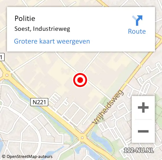 Locatie op kaart van de 112 melding: Politie Soest, Industrieweg op 11 juni 2014 07:16