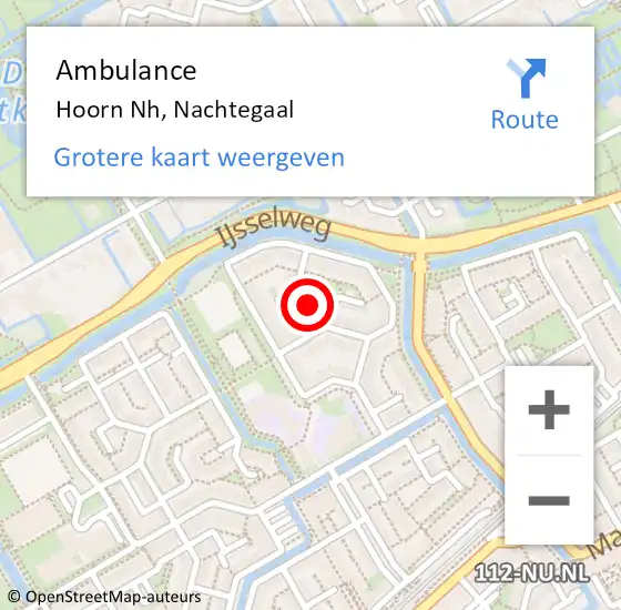 Locatie op kaart van de 112 melding: Ambulance Hoorn Nh, Nachtegaal op 22 mei 2021 03:54