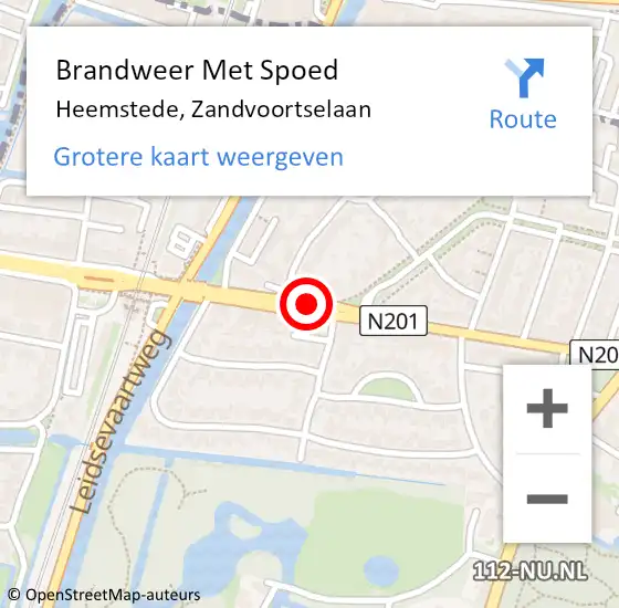 Locatie op kaart van de 112 melding: Brandweer Met Spoed Naar Heemstede, Zandvoortselaan op 22 mei 2021 05:19