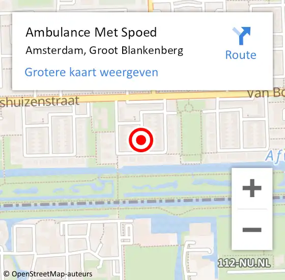 Locatie op kaart van de 112 melding: Ambulance Met Spoed Naar Amsterdam, Groot Blankenberg op 22 mei 2021 09:15