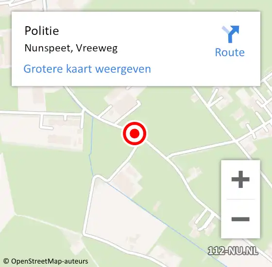 Locatie op kaart van de 112 melding: Politie Nunspeet, Vreeweg op 22 mei 2021 09:25
