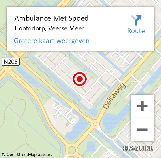 Locatie op kaart van de 112 melding: Ambulance Met Spoed Naar Hoofddorp, Veerse Meer op 22 mei 2021 09:39