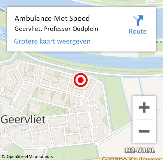 Locatie op kaart van de 112 melding: Ambulance Met Spoed Naar Geervliet, Professor Oudplein op 22 mei 2021 10:25