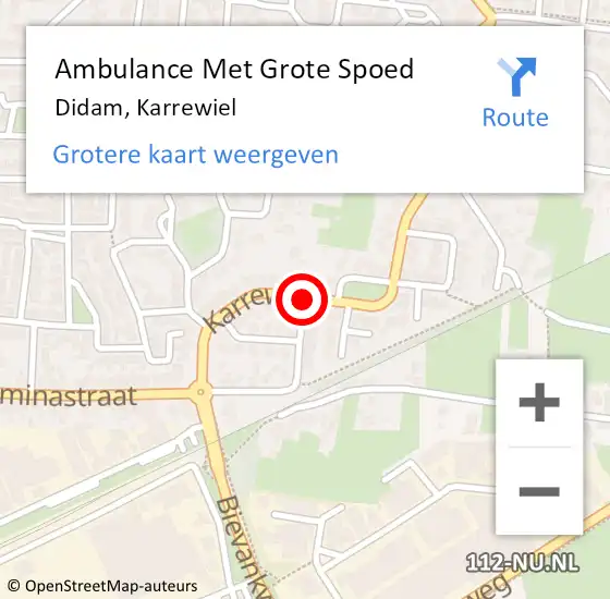 Locatie op kaart van de 112 melding: Ambulance Met Grote Spoed Naar Didam, Karrewiel op 22 mei 2021 10:55