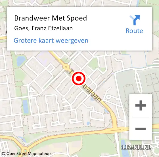 Locatie op kaart van de 112 melding: Brandweer Met Spoed Naar Goes, Franz Etzellaan op 22 mei 2021 12:14