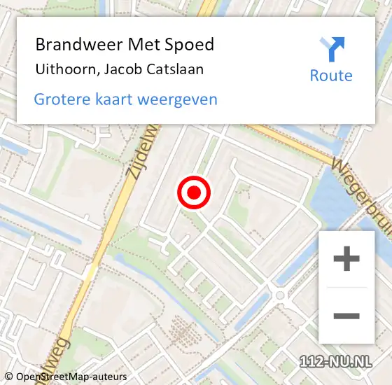 Locatie op kaart van de 112 melding: Brandweer Met Spoed Naar Uithoorn, Jacob Catslaan op 22 mei 2021 12:21