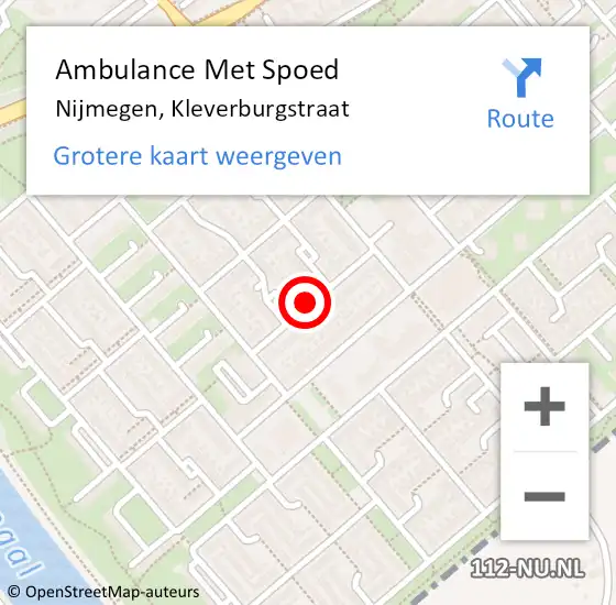 Locatie op kaart van de 112 melding: Ambulance Met Spoed Naar Nijmegen, Kleverburgstraat op 22 mei 2021 13:05