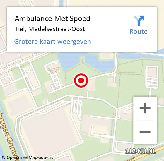 Locatie op kaart van de 112 melding: Ambulance Met Spoed Naar Tiel, Medelsestraat-Oost op 22 mei 2021 13:31