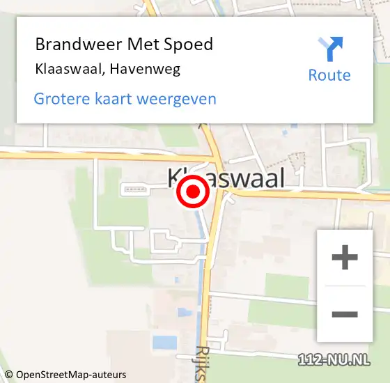 Locatie op kaart van de 112 melding: Brandweer Met Spoed Naar Klaaswaal, Havenweg op 22 mei 2021 14:14