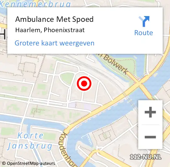 Locatie op kaart van de 112 melding: Ambulance Met Spoed Naar Haarlem, Phoenixstraat op 22 mei 2021 15:02