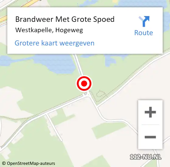 Locatie op kaart van de 112 melding: Brandweer Met Grote Spoed Naar Westkapelle, Hogeweg op 22 mei 2021 16:02