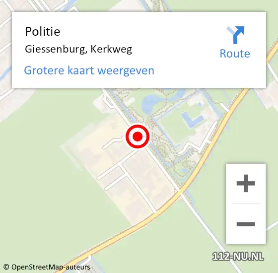 Locatie op kaart van de 112 melding: Politie Giessenburg, Kerkweg op 22 mei 2021 16:23