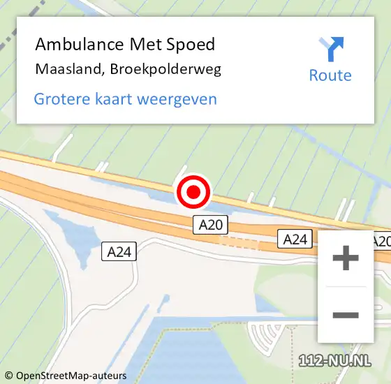 Locatie op kaart van de 112 melding: Ambulance Met Spoed Naar Maasland, Broekpolderweg op 22 mei 2021 16:54