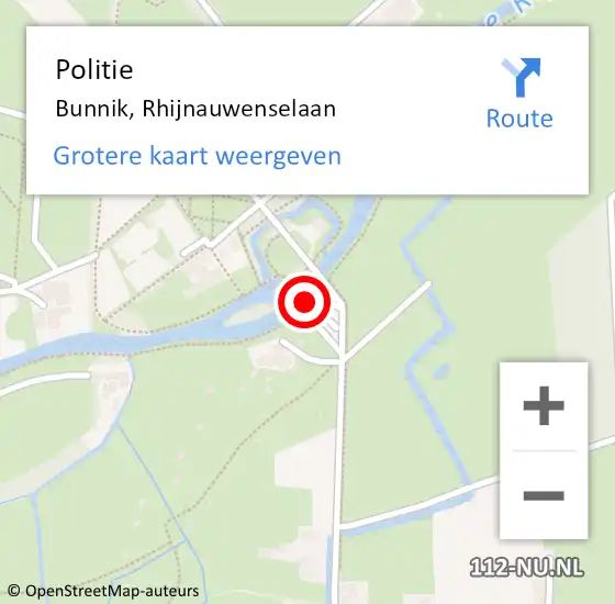 Locatie op kaart van de 112 melding: Politie Bunnik, Rhijnauwenselaan op 22 mei 2021 17:25