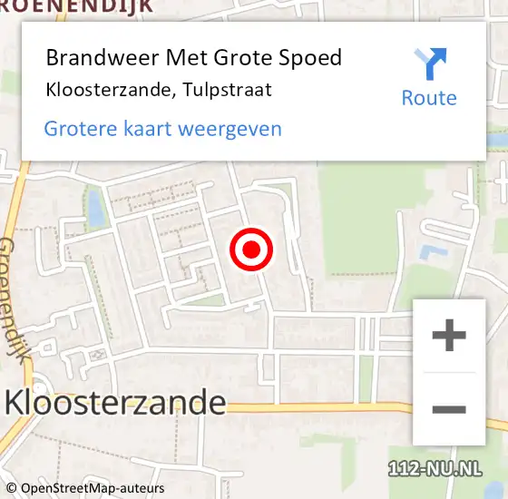 Locatie op kaart van de 112 melding: Brandweer Met Grote Spoed Naar Kloosterzande, Tulpstraat op 22 mei 2021 17:26