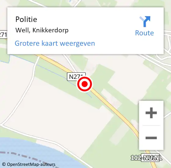 Locatie op kaart van de 112 melding: Politie Well, Knikkerdorp op 22 mei 2021 18:44