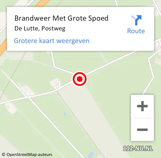 Locatie op kaart van de 112 melding: Brandweer Met Grote Spoed Naar De Lutte, Postweg op 22 mei 2021 20:20