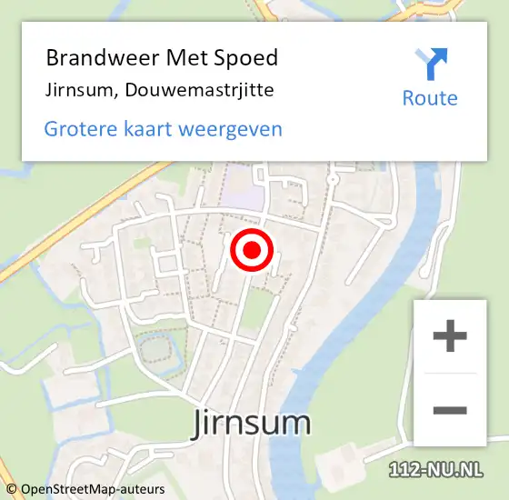 Locatie op kaart van de 112 melding: Brandweer Met Spoed Naar Jirnsum, Douwemastrjitte op 22 mei 2021 21:14