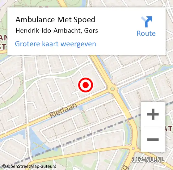 Locatie op kaart van de 112 melding: Ambulance Met Spoed Naar Hendrik-Ido-Ambacht, Gors op 22 mei 2021 21:24