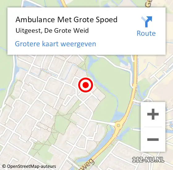 Locatie op kaart van de 112 melding: Ambulance Met Grote Spoed Naar Uitgeest, De Grote Weid op 23 mei 2021 00:21