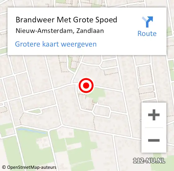 Locatie op kaart van de 112 melding: Brandweer Met Grote Spoed Naar Nieuw-Amsterdam, Zandlaan op 23 mei 2021 01:31