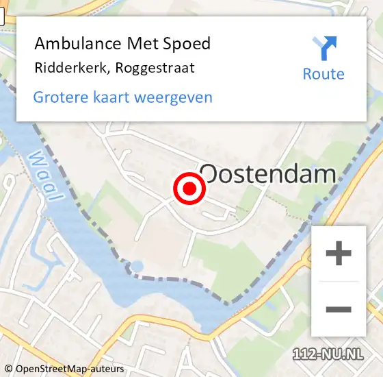 Locatie op kaart van de 112 melding: Ambulance Met Spoed Naar Ridderkerk, Roggestraat op 23 mei 2021 02:25