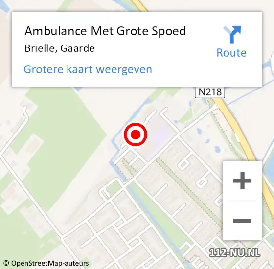 Locatie op kaart van de 112 melding: Ambulance Met Grote Spoed Naar Brielle, Gaarde op 23 mei 2021 08:16