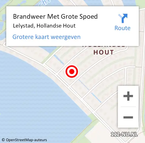 Locatie op kaart van de 112 melding: Brandweer Met Grote Spoed Naar Lelystad, Hollandse Hout op 23 mei 2021 09:06