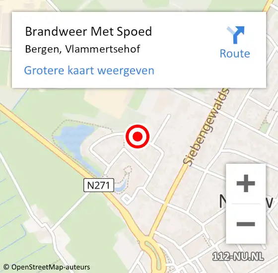 Locatie op kaart van de 112 melding: Brandweer Met Spoed Naar Bergen, Vlammertsehof op 23 mei 2021 11:24