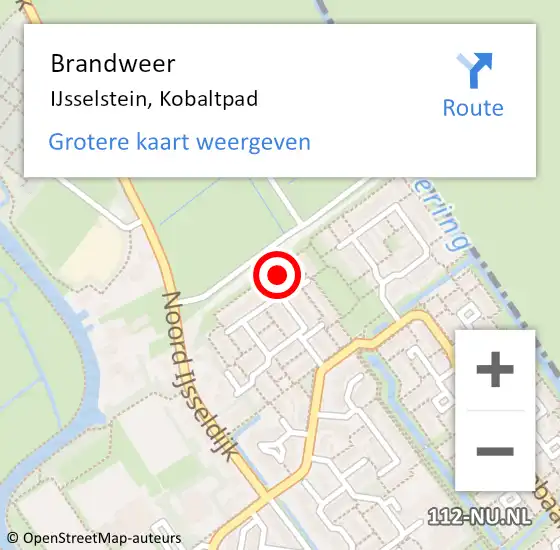 Locatie op kaart van de 112 melding: Brandweer IJsselstein, Kobaltpad op 11 juni 2014 09:39