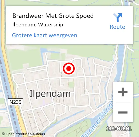 Locatie op kaart van de 112 melding: Brandweer Met Grote Spoed Naar Ilpendam, Watersnip op 23 mei 2021 12:53