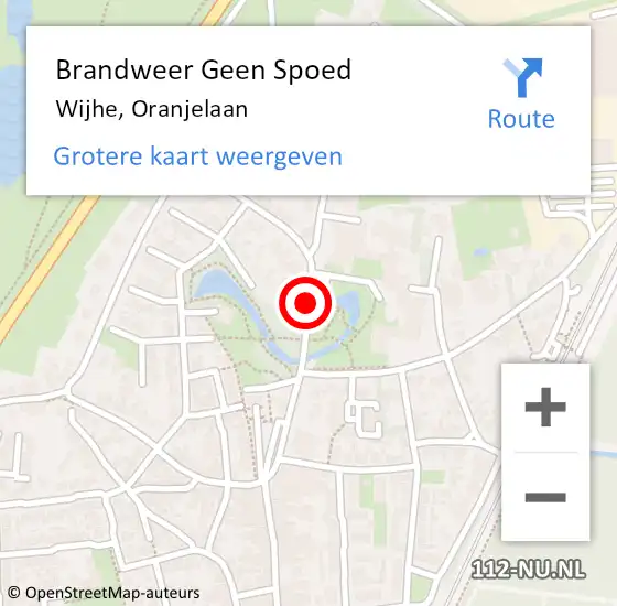 Locatie op kaart van de 112 melding: Brandweer Geen Spoed Naar Wijhe, Oranjelaan op 23 mei 2021 13:39